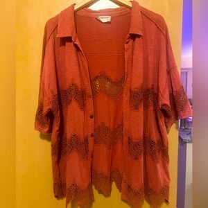 Free People We The Free crochet-detail button down